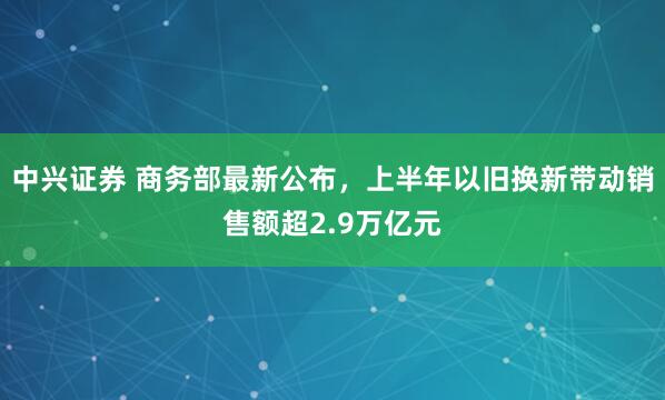 中兴证券 商务部最新公布，上半年以旧换新带动销售额超2.9万亿元