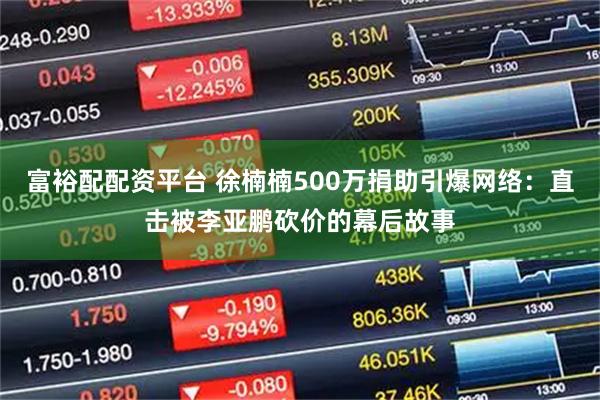 富裕配配资平台 徐楠楠500万捐助引爆网络：直击被李亚鹏砍价的幕后故事